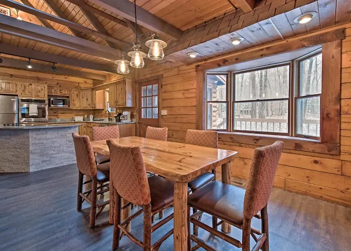 Pocono Log Cabin Fireplace, Fire Pits And Amenities
